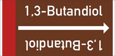 Produktbild von Dreifke® Aufkleber/Rohrleitungsband 1,3-Butandiol, DIN 2403, ab Ø 15mm, braun...