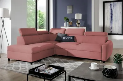 Produktbild von Ecksofa Schlafsofa Sofa ANTON in Stoff Esito Rosa Ottomane Links