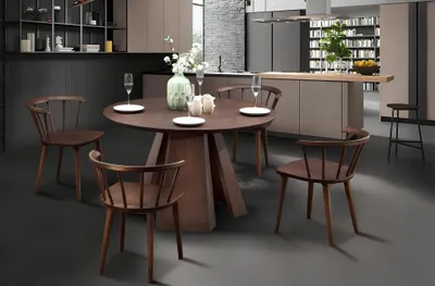 Produktbild von Rund Esstisch + 4 Stühle Essgruppe  Stühle Sitzgruppe Esstisch Esszimmer
