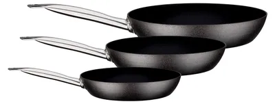 Produktbild von Pfannen-Set Avanti 3-teilig, Kohlenstoffstahl, rostfreier Edelstahl, schwarz
