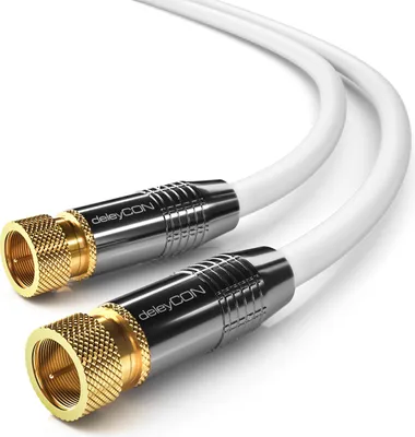 Produktbild von deleyCON 3,0m SAT Antennenkabel HD Satellitenkabel Koaxialkabel für DVB-S/S2 - 4K Ultra-HD 1080p FULL-HD HDTV - 2x F-Stecker Vergoldet Metallstecker - Weiß