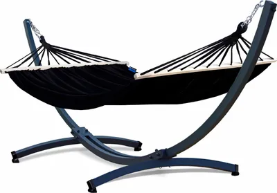 Produktbild von Potenza Outdoor Hängematte mit Verzinkter Tytan Gestell für 2 Personen I Stabhängematte XXL 220x160, 200kg I Hängemattengestell 350 kg Wetterfest
