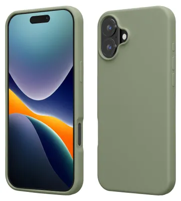Produktbild von kwmobile Handyhülle für iPhone 16 Hülle, für iPhone 16 Case - Hülle Silikon - kabelloses Laden - Graugrün