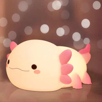 Produktbild von Kinder Nachtlicht, Süßes Axolotls Silikon Pat Nachtlicht, LED Nachtlicht Baby, Dimmbar USB Nachttischlampe, Babyzimmer Deko Kinderlampe, mit Timer