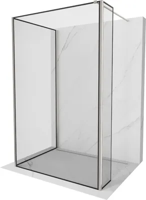 Produktbild von Mexen Kioto Walk-in-Duschwand 120 x 70 x 40 cm, schwarzes Muster, gebürsteter Nickel - 800-120-070-221-97-70-040