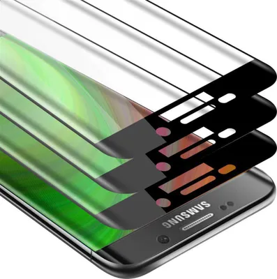 Produktbild von Cadorabo 3x Vollbild Panzer Folie für Samsung Galaxy S6 EDGE PLUS Schutzfolie in Schwarz Tempered Display-Schutzglas