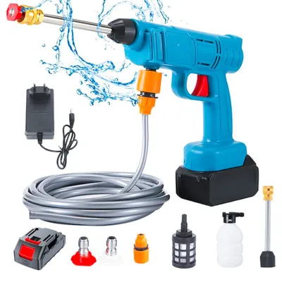 Produktbild von 48VH Akku Hochdruckreiniger mit Akku 10000Mah, Bürstenloser Druckreinigerpistole, Mobile Hochdruck Wasserpistole mit Schlauch, Düse, Schaumkrug