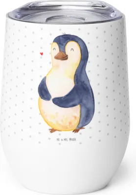 Produktbild von Mr. & Mrs. Panda Thermo Becher Pinguin Diät - Weiß - Geschenk, Pinguine, Isolierbecher, kaffee tasse, glühwein, thermosbecher, glühweinbecher, Abnehmen, Gewicht