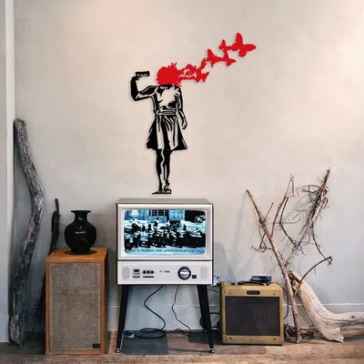 Immagine prodotto di Wallity, Banksy - 9, decorazione murale, nero, metallo, 66 x 51 cm