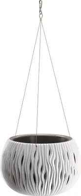 Produktbild von Hängender ​Topfpflanze Blumentopf Halter Blumenampel mit Einsatz Weiß SANDY
