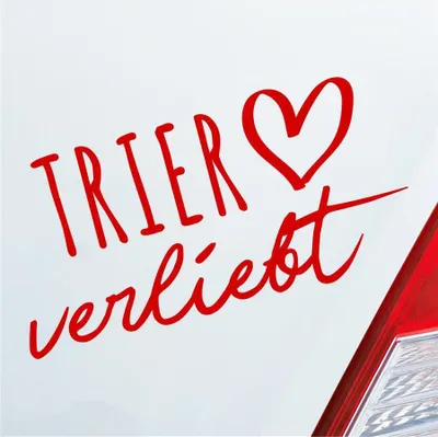 Produktbild von Auto Aufkleber Trier verliebt Herz Stadt Heimat Liebe Car 19x10 cm Rot Sticker Heckscheibenaufkleber