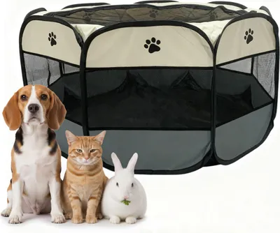Obrázok produktu pre Relaxdays Výbeh pre šteniatka, skladací, VxŠ: 58x114 cm, do interiéru, do exteriéru, rozkladací, prenosný výbeh pre psov, polyester, viacfarebný