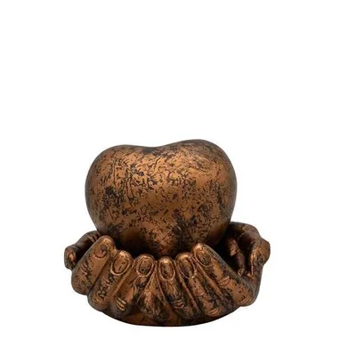 Produktbild von Urnenhimmel Design Urne Bronzehände 750 ml für Mensch & Haustier – Erinnerungsurne aus Aluminium in Antikbronze, Ascheurne mit Herz & Händen
