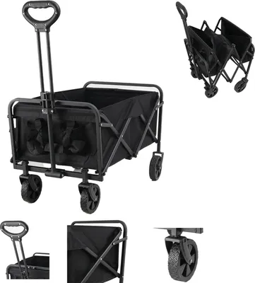 Image de Chariot pliable - Chariot de camping - Grande capacité - Pour charges lourdes - Plage et jardin - Chariot de transport et de courses portable - Nylon