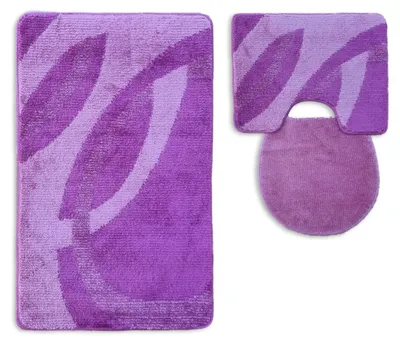 Produktbild von 3 tlg Badematte Badezimmerteppich Badteppich Set Lila