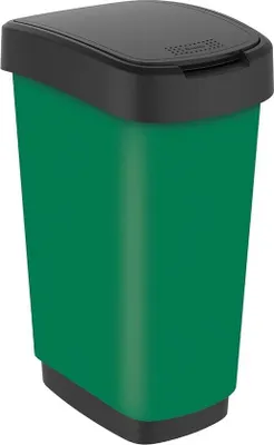 Image de Poubelle en plastique verte de 25 litres avec couvercle