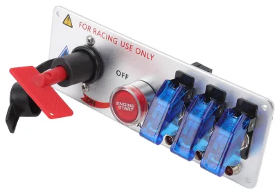 Image de Panneau ded'allumage LED 12V 5 en 1 avec bouton-poussoir de démarrage moteur, pour voiture de course, camping-car, camion, couleur bleue
