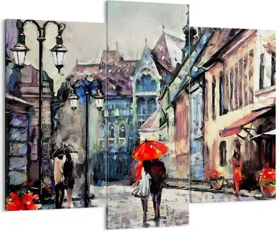 Produktbild von Bild auf Leinwand - Leinwandbild - Stadt Straße Haus - 130x100cm - Wand Bild - Wanddeko - Leinwanddruck - Bilder - Kunstdruck - Wanddekoration - Leinwand bilder - Wandkunst - CB130x100-3940