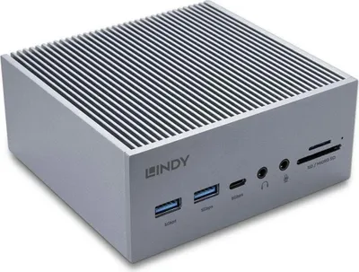 Produktbild von Lindy 43351, Andocken, USB 3.2 Gen 1 (3.1 Gen 1) Type-C, 10,100,1000 Mbit/s, Grau, MicroSD (TransFlash), SD, 3840 x 2160 Pixel