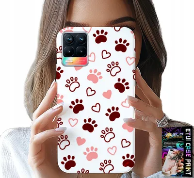 Obrázok produktu pre Puzdro pre Realme 8 / 8 Pro – psie labky na bielom pozadí, pes, mačka, medveď