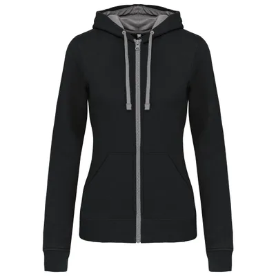 Produktbild von Kariban DAMEN-KAPUZENSWEATSHIRT BICOLOR mit Reißverschluss