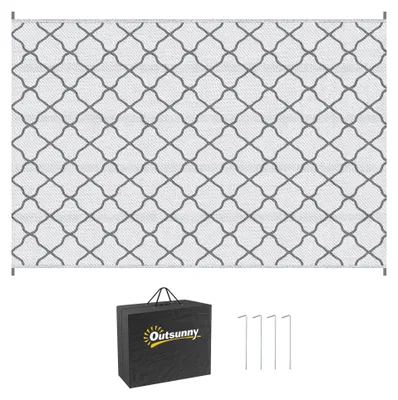 Produktbild von Outdoor Teppich robuster Wetterfest Outdoorteppich Carpet mit Netzmuster 182 x 274 cm Grau