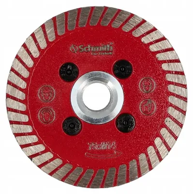 Productafbeelding van Schmith professionele diamantzaagschijf, 75 mm, M14, geschikt voor graniet, keramiek, marmer, tegels, en te gebruiken met haakse slijpmachines. Accessoire voor haakse slijpmachines
