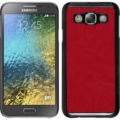 Produktbild von PhoneNatic Case kompatibel mit Samsung Galaxy E5 - Hülle rot Lederoptik Hard-case + 2 Schutzfolien