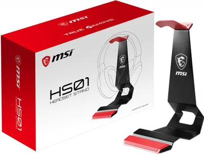 Obrázok produktu pre MSI HS01 HEADSET STAND, Držiak na slúchadlá, Kov, Plast, Guma, 666 g, Čierna, Červená