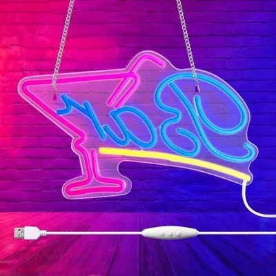 Productafbeelding van LED-reclameverlichting met dimfunctie, geschikt voor bars, clubs en feesten - USB-aangedreven neonlichtstraler voor bruiloften aan het strand in de zomer - Decoratieve lichtreclame