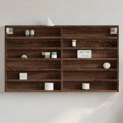 Obrázek produktu pro Vitrína hnědý dubový vzhled 100x8,5x58 cm Materiál na bázi dřeva