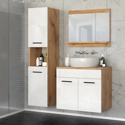 Zdjęcie produktu dla Blanco ® Meble łazienkowe Zestaw mebli łazienkowych PARIS 2 Meble do łazienki BIAŁY POŁYSK