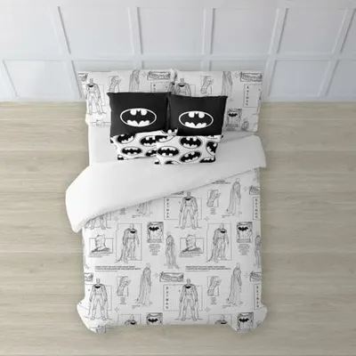 Produktbild von Play Fabrics Batman Bettbezug Mit Knöpfen Für 120er Bett 200x200 Cm Weiß  Weiß One Size