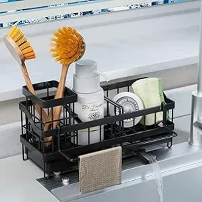 Produktbild von Spülbecken-Organizer für die Küche, Schwammhalter, Spülbecken-Organizer aus Edelstahl, Spülmittelhalterung, Sink Caddy Kitchen Organizer, Küchenorganisation am Spülbecken, Spülutensilien