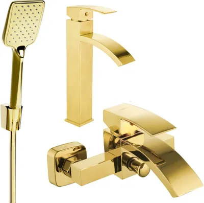 Image de Libra R62 Mélangeur lavabo et baignoire avec accessoires, or (745113R62-50)