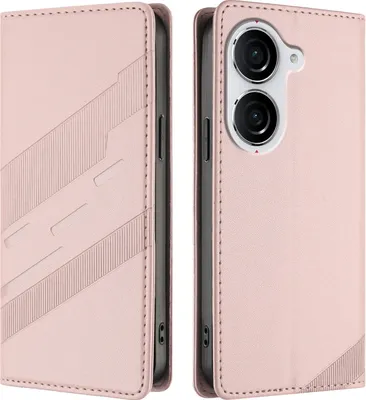 Produktbild von Hülle für Asus Zenfone 10, Kunstleder Brieftaschen Handyhülle mit Kartenfach und Standfunktion Pink