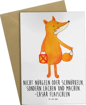 Produktbild von Mr. & Mrs. Panda neujahrskarte Fuchs Laterne - Weiß - Geschenk, Positiv, weihnachtskarten, Sankt Martin, Optimistisch, dankeskarten, einladungskarten, hochzeitskarten