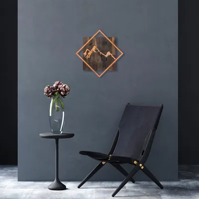 Produktbild von Wallity, Mountain- SKL2258, Nussbaum, Sonstige Wohndekorationen, 54 x 54 cm, 50% Holz (Dicke: 3 cm) / 50% Metall (Dicke: 1