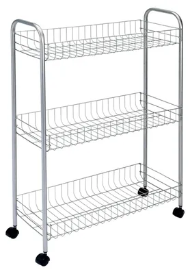Immagine prodotto di metaltex 341503039 metaltex Carrello multiuso Slim DELUXE, 3 ripiani, argento metallizzato