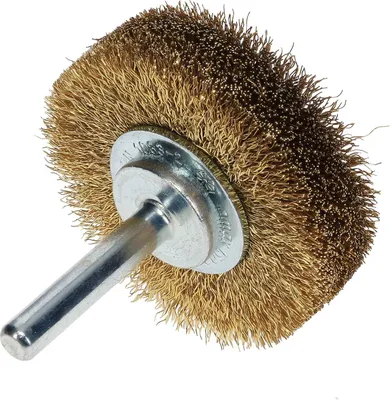 Produktbild von Osborn Drahtbürste für Bohrmaschine ø 50x17mm Drahtbürstenaufsatz für schwer zugängliche Stellen Rundbürste mit Schaft, Messing gewellt