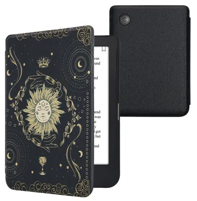 Produktbild von kwmobile Schutzhülle für Kobo Clara 2E / Tolino Shine 4 Hülle - eReader Flip Case mit Auto Sleep Funktion - Tarot Karten mit Dunkelblau Gelb Schwarz