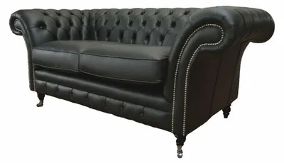 Produktbild von Sofa Luxus Textil Chesterfield Couch Sofas Polster 2 Sitzer Schwarz Leder