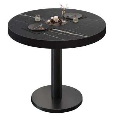 Produktbild von BN | Bistrotisch | Ø:H 70 x 72 cm | Schwarzer Rand | Schwarz Marmor / Schwarz | Rund | Bistrotisch Tisch