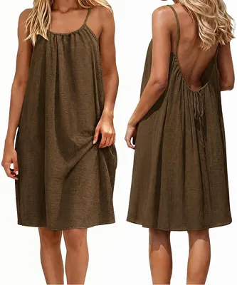 Produktbild von Damen Rückenfreies Strandkleid mit Spaghettiträgern für den Sommer