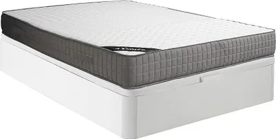 Produktbild von Set 140 x 190 cm Rahmen mit weißer Box + 22 cm dicke Schaumstoffmatratze mit 11-Zonen-Deckschicht mit Formgedächtnis - DANEVO by YSMÉE
