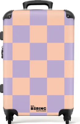 Produktbild von NoBoringSuitcases.com® Großer Koffer - Lila mit rosa Schachbrettmuster - Kombinationsschloss TSA - Hartschalen Trolley 4 Rollen - 72 liter - Reisekoffer - 66 cmKoffer Mittelgroß 67x43x25 cm, 72L,