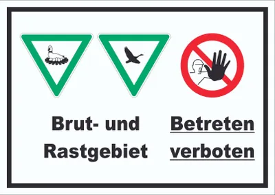 Produktbild von Brut- und Rastgebiet Betreten verboten Schild A5 Rückseite selbstklebend
