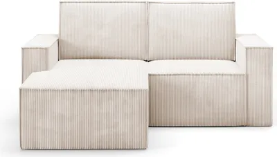 Produktbild von BETTSO klassisch Beige Kord gepolstertes Ecksofa für Wohnzimmer ORTO Links