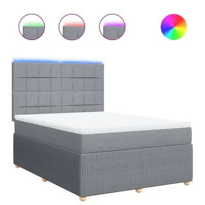 Produktbild von Boxspringbett mit Matratze Hellgrau 160x200 cm Stoff