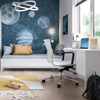 Produktbild von Jugendmöbel Set, 90cm Bett mit Bettschublade und Schreibtisch, in weiß FORTALEZA-129